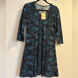 Blue Sky Black and Teal Floral Dress
